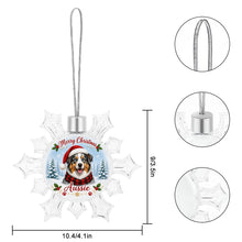 Load image into Gallery viewer, Australian Shepherd Ornament - Personalized Snowflake Shaped Christmas Snow Globe Design - with Name-Christmas Ornament-Australian Shepherd,Christmas,Personalize Artwork-5