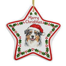 Load image into Gallery viewer, Australian Shepherd Ornament - Personalized Star Shaped Christmas Folk-Art Design-Christmas Ornament-Australian Shepherd,Christmas,Personalize Artwork-3