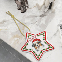 Load image into Gallery viewer, Australian Shepherd Ornament - Personalized Star Shaped Christmas Folk-Art Design-Christmas Ornament-Australian Shepherd,Christmas,Personalize Artwork-4