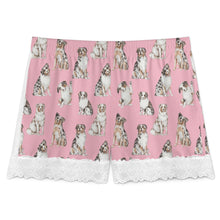 Load image into Gallery viewer, Australian Shepherd Shorts for Women - Lace Trim Design - Watercolor Elegance Australian Shepherds-Pajamas-Apparel,Australian Shepherd,Dog Mom Gifts,Pajamas-11