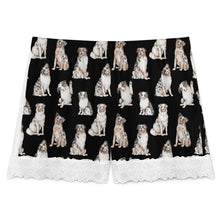 Load image into Gallery viewer, Australian Shepherd Shorts for Women - Lace Trim Design - Watercolor Elegance Australian Shepherds-Pajamas-Apparel,Australian Shepherd,Dog Mom Gifts,Pajamas-20