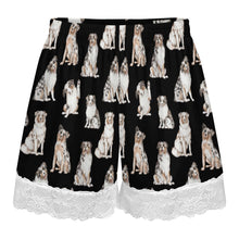 Load image into Gallery viewer, Australian Shepherd Shorts for Women - Lace Trim Design - Watercolor Elegance Australian Shepherds-Pajamas-Apparel,Australian Shepherd,Dog Mom Gifts,Pajamas-21