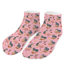 Load image into Gallery viewer, Australian Shepherd Socks - Ankle Length - Flower Garden Australian Shepherd-Accessories-Accessories,Australian Shepherd,Dog Dad Gifts,Socks-Pink-One size-16