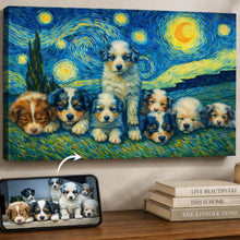 Load image into Gallery viewer, Photo of starry night inspired Australian shepherd wall art