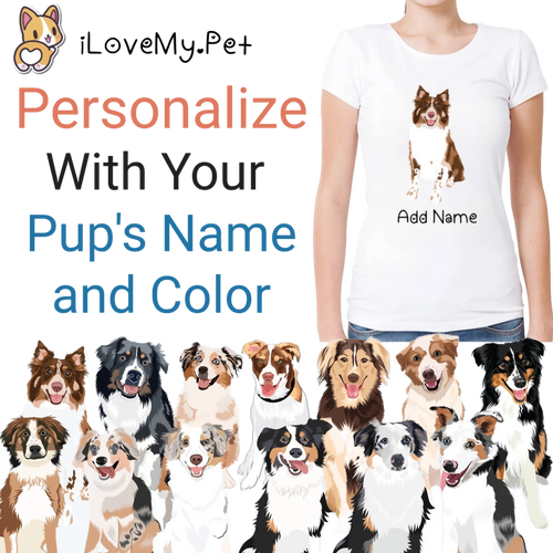 Personalised Australian Shepherd T Shirt for Women - Pick Color and Add Name-Apparel-Apparel, Australian Shepherd, Dog Mom Gifts, Shirt, T Shirt-Small-1