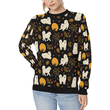Load image into Gallery viewer, Autumn Bliss Fluffy Eskimos Sweatshirt for Women-Apparel-American Eskimo Dog, Apparel, Dog Mom Gifts, Sweatshirt-Midnight Black-S-9