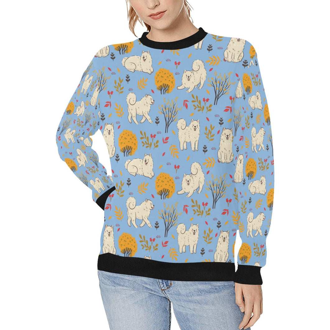 Autumn Bliss Fluffy Eskimos Sweatshirt for Women-Apparel-American Eskimo Dog, Apparel, Dog Mom Gifts, Sweatshirt-Sky Blue-S-1