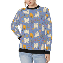 Load image into Gallery viewer, Autumn Bliss Fluffy Eskimos Sweatshirt for Women-Apparel-American Eskimo Dog, Apparel, Dog Mom Gifts, Sweatshirt-Slate Blue-S-2