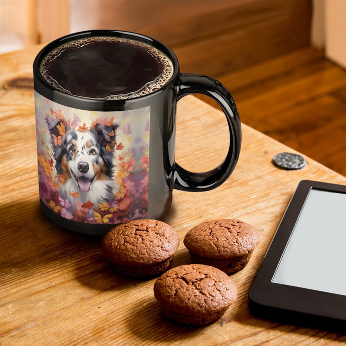 Autumn Enchantment Australian Shepherd Black Coffee Mug-ONE SIZE-Black-1
