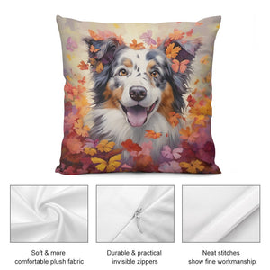 Autumn Enchantment Australian Shepherd Plush Pillow Case-Cushion Cover-Australian Shepherd, Dog Dad Gifts, Dog Mom Gifts, Home Decor, Pillows-5