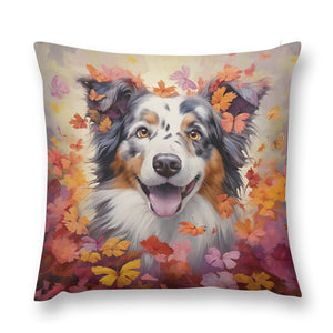 Autumn Enchantment Australian Shepherd Plush Pillow Case-Cushion Cover-Australian Shepherd, Dog Dad Gifts, Dog Mom Gifts, Home Decor, Pillows-12 "×12 "-1