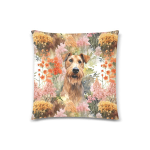 Autumn Garden Airedale Terrier Throw Pillow Cover-White-ONESIZE-2