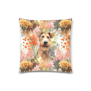 Autumn Garden Airedale Terrier Throw Pillow Cover-White-ONESIZE-1