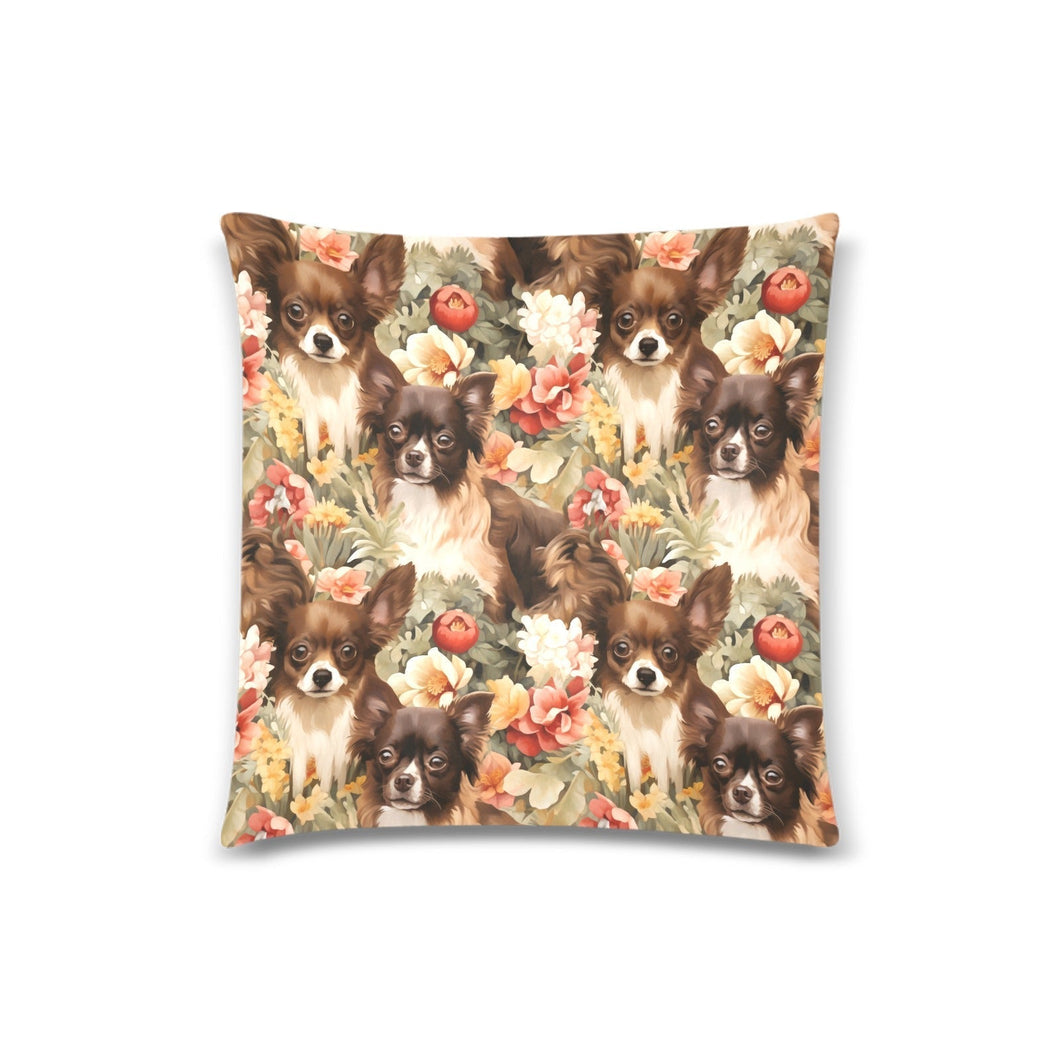 Autumn Splendor Chocolate White Chihuahuas Throw Pillow Covers-Cushion Cover-Chihuahua, Home Decor, Pillows-Larger Chihuahuas-1