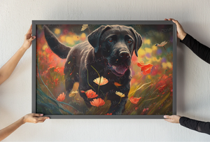 Autumn Stride Labrador Wall Art Poster-Art-Black Labrador, Chocolate Labrador, Dog Art, Home Decor, Labrador, Poster-1
