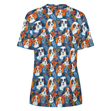 Load image into Gallery viewer, Autumn’s Adornment King Charles Spaniels Christmas Women's Cotton T-Shirt-Apparel-Apparel, Cavalier King Charles Spaniel, Christmas, Dog Mom Gifts, T Shirt-2