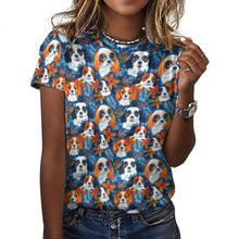 Load image into Gallery viewer, Autumn’s Adornment King Charles Spaniels Christmas Women's Cotton T-Shirt-Apparel-Apparel, Cavalier King Charles Spaniel, Christmas, Dog Mom Gifts, T Shirt-2XS-White7-1