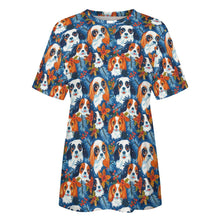 Load image into Gallery viewer, Autumn’s Adornment King Charles Spaniels Christmas Women's Cotton T-Shirt-Apparel-Apparel, Cavalier King Charles Spaniel, Christmas, Dog Mom Gifts, T Shirt-5