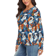 Load image into Gallery viewer, Autumn’s Adornment King Charles Spaniels Women&#39;s V-Neck Christmas Sweater-Apparel-Apparel,Cavalier King Charles Spaniel,Christmas,Dog Mom Gifts,Sweater,Sweatshirt-3