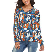 Load image into Gallery viewer, Autumn’s Adornment King Charles Spaniels Women&#39;s V-Neck Christmas Sweater-Apparel-Apparel,Cavalier King Charles Spaniel,Christmas,Dog Mom Gifts,Sweater,Sweatshirt-1