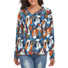 Load image into Gallery viewer, Autumn’s Adornment King Charles Spaniels Women&#39;s V-Neck Christmas Sweater-Apparel-Apparel,Cavalier King Charles Spaniel,Christmas,Dog Mom Gifts,Sweater,Sweatshirt-S-2