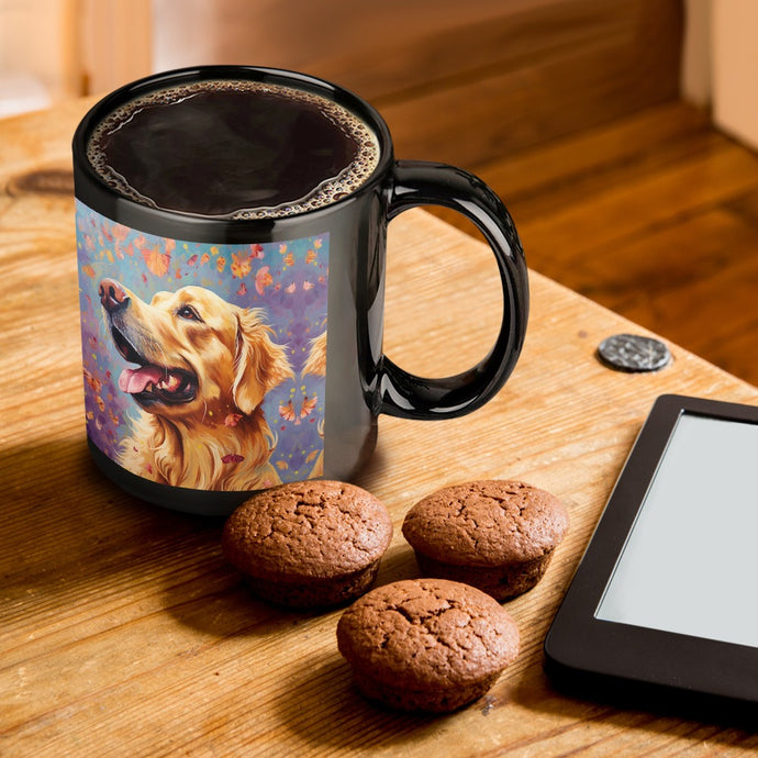 Autumn's Embrace Golden Retriever Coffee Mug-ONE SIZE-Black-1