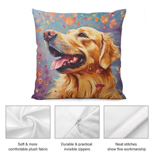 Autumn's Embrace Golden Retriever Plush Pillow Case-Cushion Cover-Dog Dad Gifts, Dog Mom Gifts, Golden Retriever, Home Decor, Pillows-5