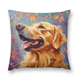 Autumn's Embrace Golden Retriever Plush Pillow Case-Cushion Cover-Dog Dad Gifts, Dog Mom Gifts, Golden Retriever, Home Decor, Pillows-12 "×12 "-1