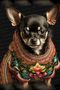 Aztech Ambassador Black Tan Chihuahua Wall Art Poster-Art-Chihuahua, Dog Art, Home Decor, Poster-1