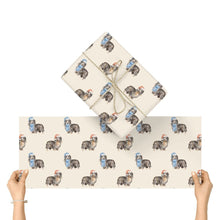 Load image into Gallery viewer, Dachshund Christmas Wrapping Paper - 6 Coat Colors - Watercolor Dachsund Designs - 3 Sheets Bundle-Christmas Ornament-Christmas,Dachshund,Wrapping Paper-Long Haired Black Cream-58"x23"x3pcs-6