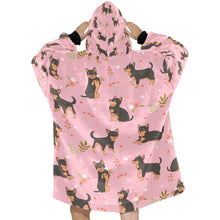 Load image into Gallery viewer, Flower Garden Black and Tan Chihuahua Blanket Hoodie for Women - 4 Colors-Apparel-Apparel, Blankets, Chihuahua-2