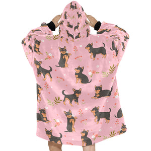 Flower Garden Black and Tan Chihuahua Blanket Hoodie for Women - 4 Colors-Apparel-Apparel, Blankets, Chihuahua-2