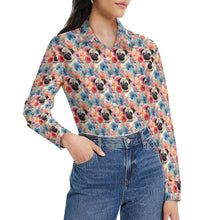 Load image into Gallery viewer, Watercolor Flower Garden Pug Women&#39;s Shirt - 2 Designs-Apparel-Apparel, Pug, Shirt-9