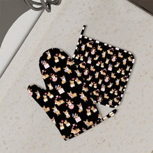 Load image into Gallery viewer, Celebration Corgi Love Oven Mitts and Pot Holder Set-Kitchen Decor-Accessories,Corgi,Dog Mom Gifts-1