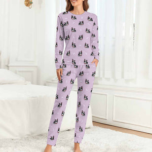 Bow Tie Boston Terriers Women's Soft Pajama Set - 4 Colors-Pajamas-Apparel, Boston Terrier, Pajamas-Thistle Purple-XS-5