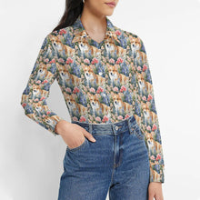 Load image into Gallery viewer, Corgi&#39;s Floral Paradise Women&#39;s Shirt-Apparel-Apparel, Corgi, Shirt-2