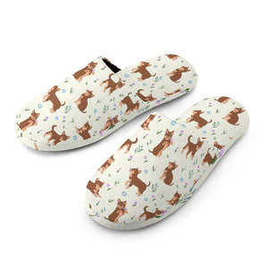 Flower Garden Chocolate Chihuahuas Women's Cotton Mop Slippers-Footwear-Accessories, Chihuahua, Slippers-7
