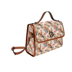 Watercolor Flower Garden Yorkie Shoulder Bag Purse-Accessories-Accessories, Bags, Purse, Yorkshire Terrier-One Size-3