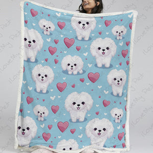 Baby Blue Bichon Frise Love Soft Warm Fleece Blanket-Blanket-Bichon Frise, Blankets, Home Decor-13