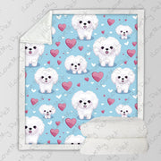 Baby Blue Bichon Frise Love Soft Warm Fleece Blanket-Blanket-Bichon Frise, Blankets, Home Decor-3