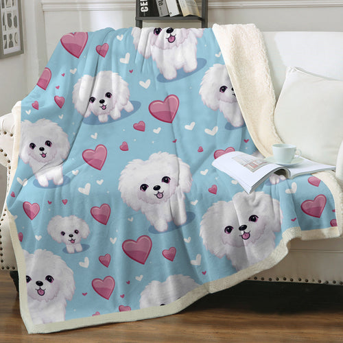 Baby Blue Bichon Frise Love Soft Warm Fleece Blanket-Blanket-Bichon Frise, Blankets, Home Decor-Small-1