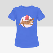 Load image into Gallery viewer, Balloon Dachshund Love Women&#39;s Cotton T-Shirts - 5 Colors-Apparel-Apparel, Dachshund, Shirt, T Shirt-Blue-Small-8