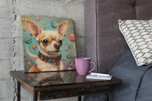 Balloon Daydream Fawn Chihuahua Wall Art Poster-Art-Chihuahua, Dog Art, Home Decor, Poster-Framed Light Canvas-Small - 8x8"-1