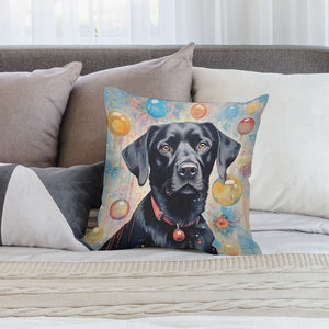Balloon Dreams Black Labrador Plush Pillow Case-Cushion Cover-Black Labrador, Dog Dad Gifts, Dog Mom Gifts, Home Decor, Pillows-2