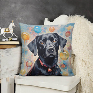 Balloon Dreams Black Labrador Plush Pillow Case-Cushion Cover-Black Labrador, Dog Dad Gifts, Dog Mom Gifts, Home Decor, Pillows-3