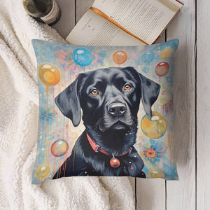 Balloon Dreams Black Labrador Plush Pillow Case-Cushion Cover-Black Labrador, Dog Dad Gifts, Dog Mom Gifts, Home Decor, Pillows-4