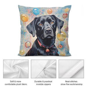 Balloon Dreams Black Labrador Plush Pillow Case-Cushion Cover-Black Labrador, Dog Dad Gifts, Dog Mom Gifts, Home Decor, Pillows-5