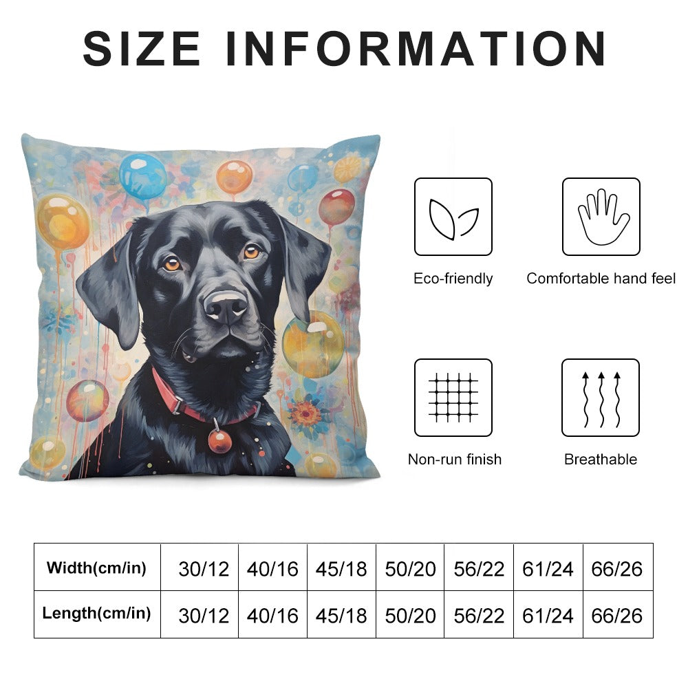 Balloon Dreams Black Labrador Plush Pillow Case-Cushion Cover-Black Labrador, Dog Dad Gifts, Dog Mom Gifts, Home Decor, Pillows-12 