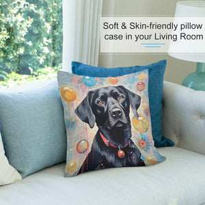Balloon Dreams Black Labrador Plush Pillow Case-Cushion Cover-Black Labrador, Dog Dad Gifts, Dog Mom Gifts, Home Decor, Pillows-7