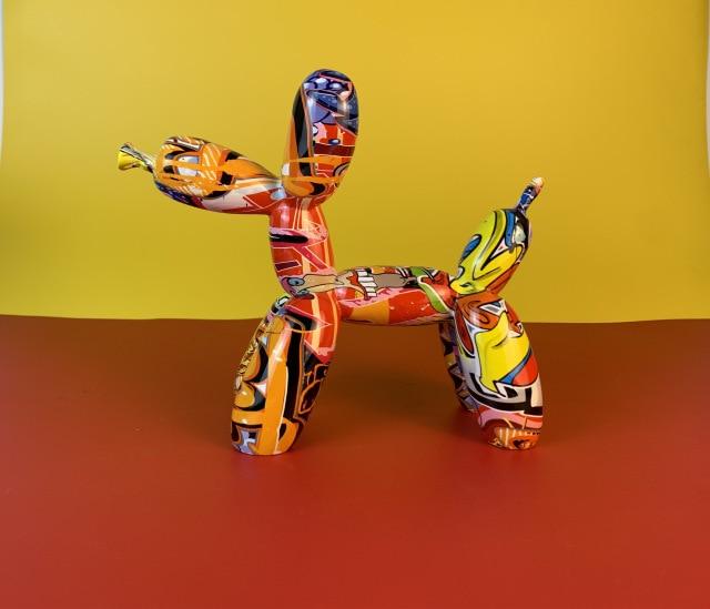 Image of an adorable multicolor Poodle statue in the shape of balloon Poodle